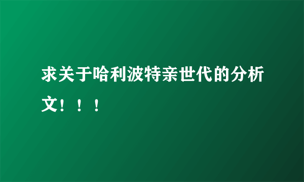 求关于哈利波特亲世代的分析文！！！