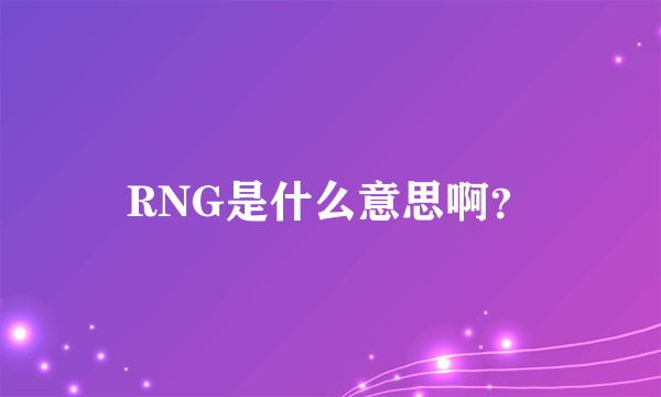 RNG是什么意思啊？