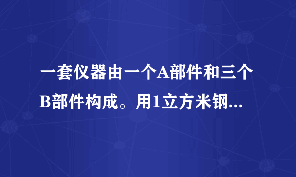 一套仪器由一个A部件和三个B部件构成。用1立方米钢材可做40个A部件或240个B部件。现要用6立方米钢材制作这