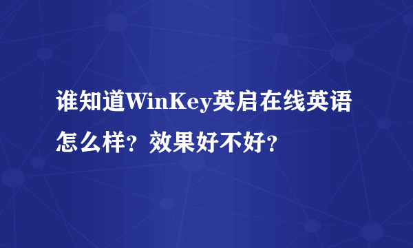 谁知道WinKey英启在线英语怎么样？效果好不好？