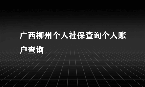 广西柳州个人社保查询个人账户查询