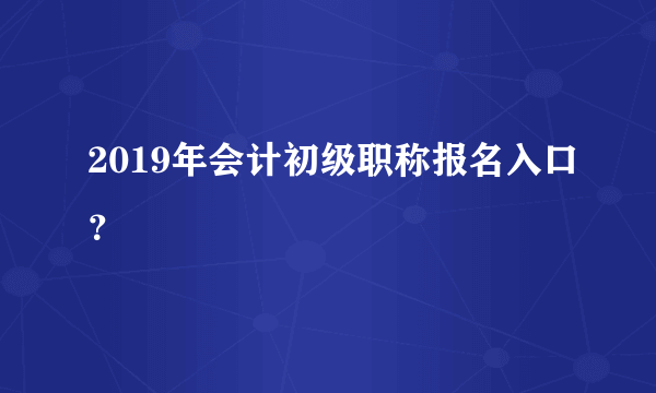 2019年会计初级职称报名入口？