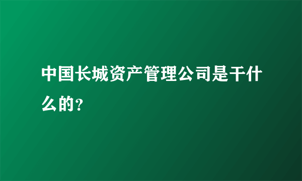 中国长城资产管理公司是干什么的？