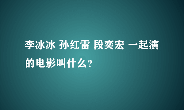 李冰冰 孙红雷 段奕宏 一起演的电影叫什么？