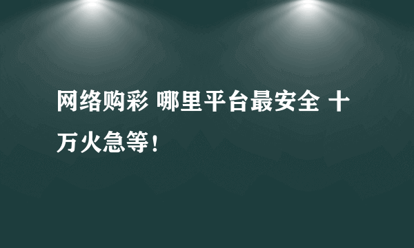 网络购彩 哪里平台最安全 十万火急等！