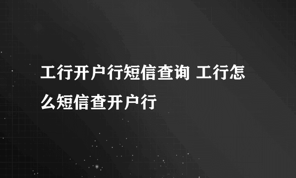 工行开户行短信查询 工行怎么短信查开户行