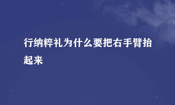 行纳粹礼为什么要把右手臂抬起来