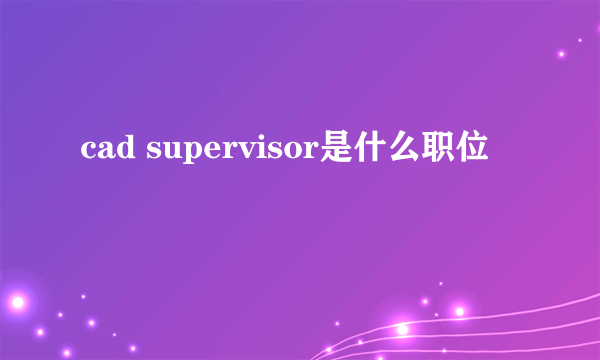 cad supervisor是什么职位