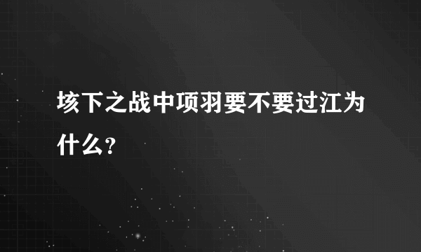 垓下之战中项羽要不要过江为什么？