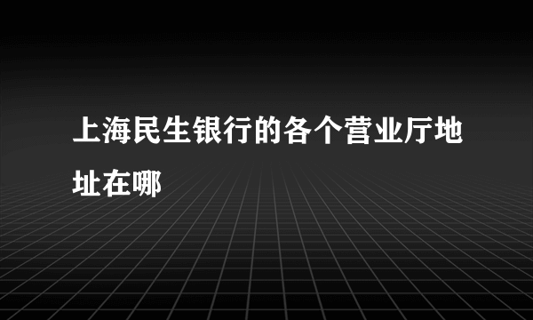 上海民生银行的各个营业厅地址在哪