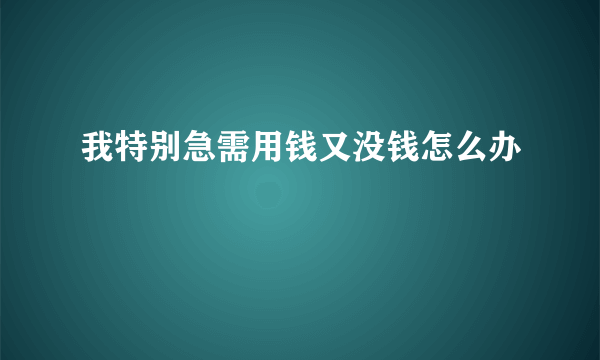 我特别急需用钱又没钱怎么办