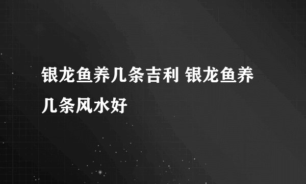 银龙鱼养几条吉利 银龙鱼养几条风水好