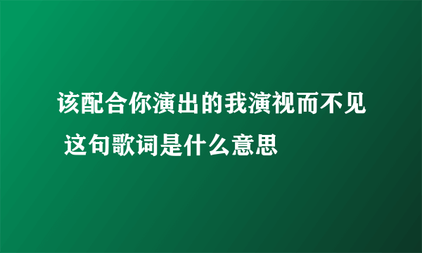 该配合你演出的我演视而不见 这句歌词是什么意思