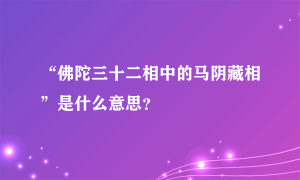 “佛陀三十二相中的马阴藏相”是什么意思？