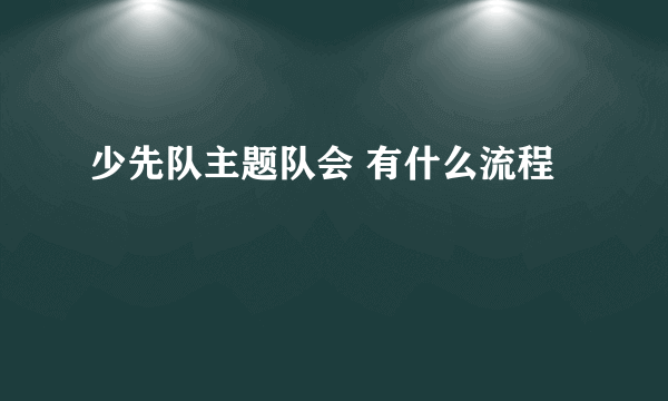 少先队主题队会 有什么流程