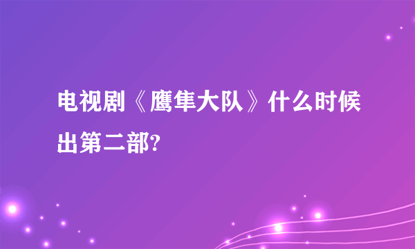 电视剧《鹰隼大队》什么时候出第二部?