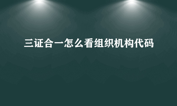 三证合一怎么看组织机构代码