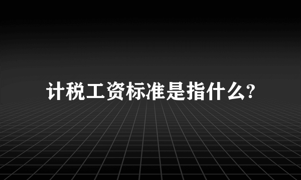 计税工资标准是指什么?