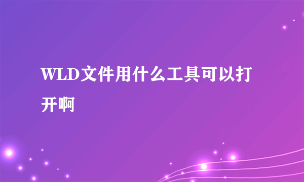 WLD文件用什么工具可以打开啊