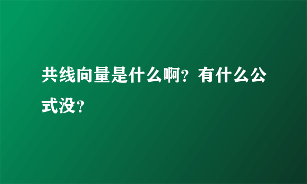 共线向量是什么啊？有什么公式没？