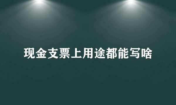 现金支票上用途都能写啥