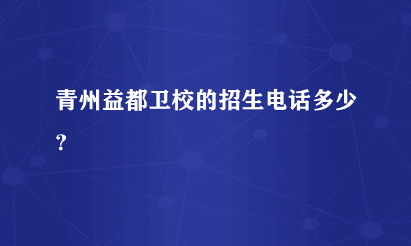 青州益都卫校的招生电话多少？