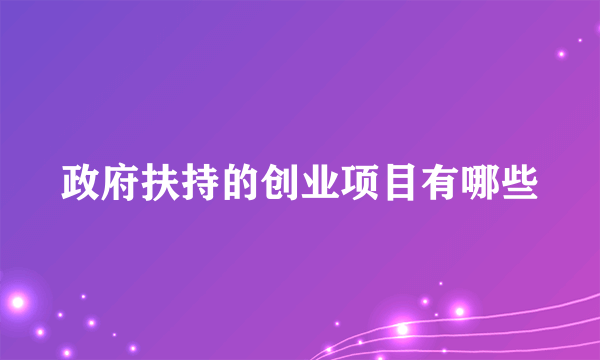 政府扶持的创业项目有哪些