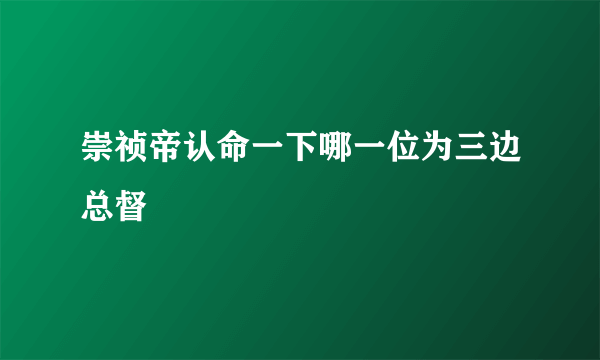 崇祯帝认命一下哪一位为三边总督