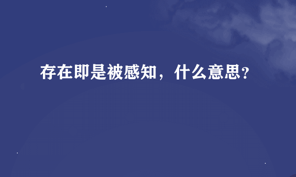 存在即是被感知，什么意思？