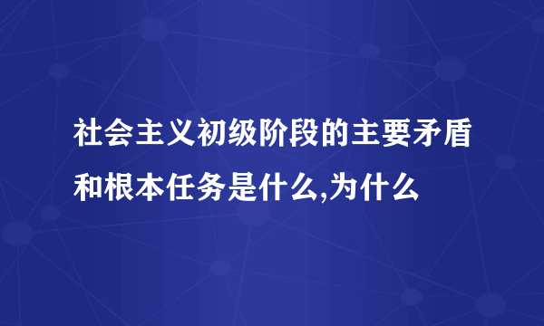 社会主义初级阶段的主要矛盾和根本任务是什么,为什么