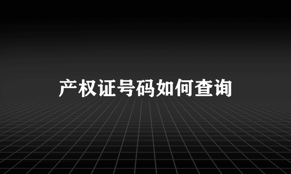 产权证号码如何查询