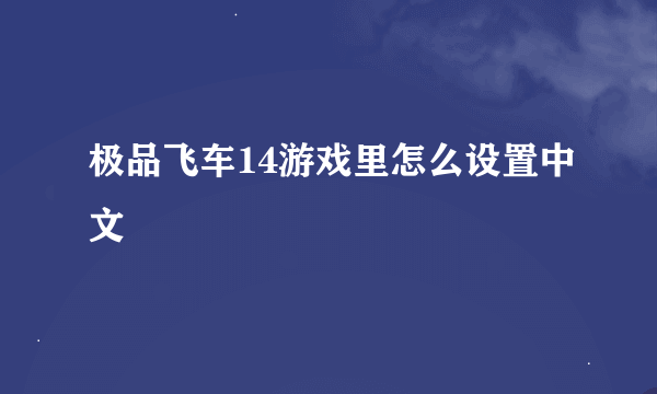 极品飞车14游戏里怎么设置中文