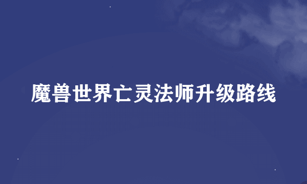 魔兽世界亡灵法师升级路线