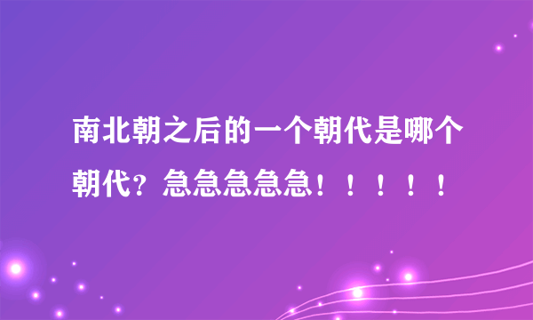 南北朝之后的一个朝代是哪个朝代？急急急急急！！！！！