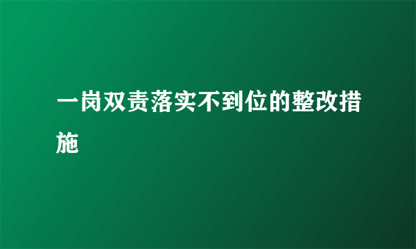 一岗双责落实不到位的整改措施