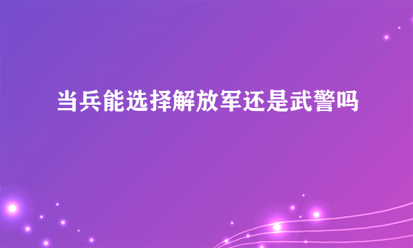 当兵能选择解放军还是武警吗