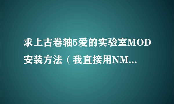 求上古卷轴5爱的实验室MOD安装方法（我直接用NMM导入游戏没有效果啊）