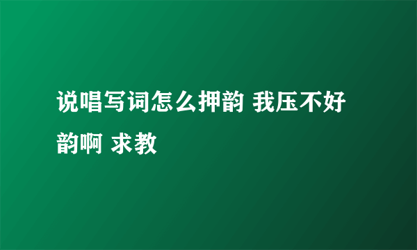 说唱写词怎么押韵 我压不好韵啊 求教