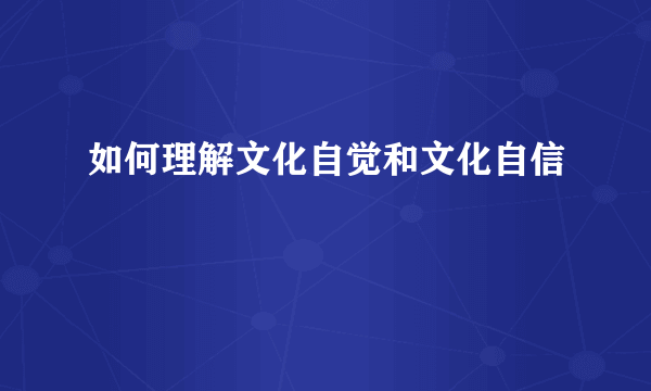 如何理解文化自觉和文化自信