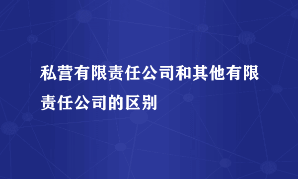 私营有限责任公司和其他有限责任公司的区别