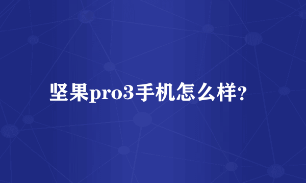 坚果pro3手机怎么样？