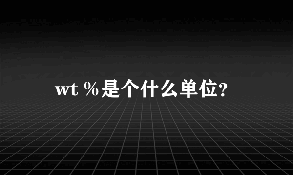 wt %是个什么单位？