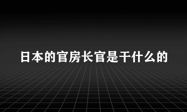 日本的官房长官是干什么的