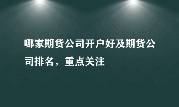 哪家期货公司开户好及期货公司排名，重点关注