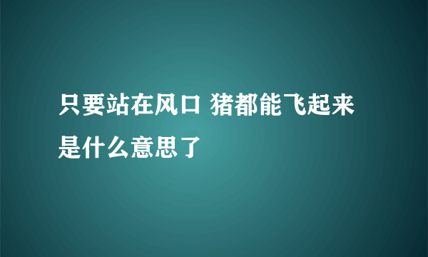 只要站在风口 猪都能飞起来 是什么意思了