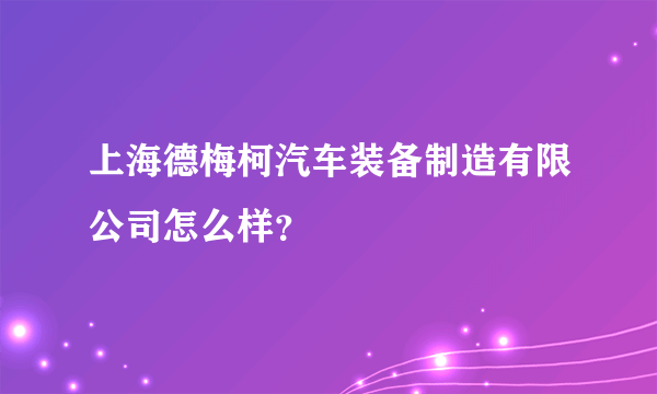 上海德梅柯汽车装备制造有限公司怎么样？