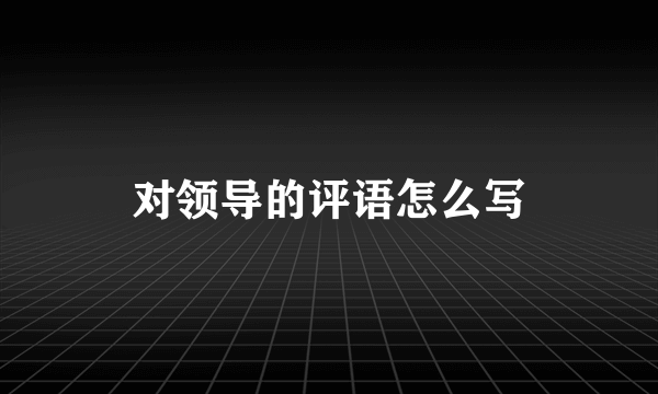 对领导的评语怎么写