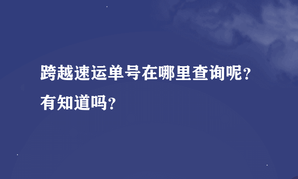 跨越速运单号在哪里查询呢？有知道吗？