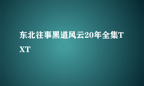 东北往事黑道风云20年全集TXT