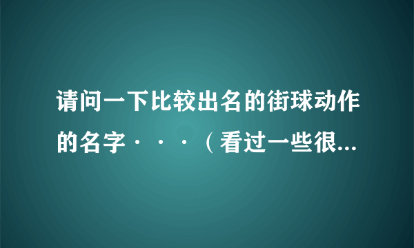 请问一下比较出名的街球动作的名字···（看过一些很帅的动作，想学，就是不知道名字，呵呵）